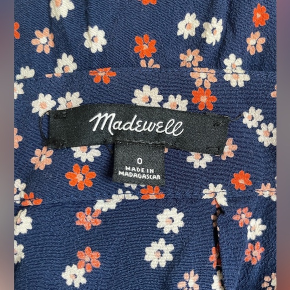 Madewell navy floral Midi Skirt-size 0 - Picture 2 of 5